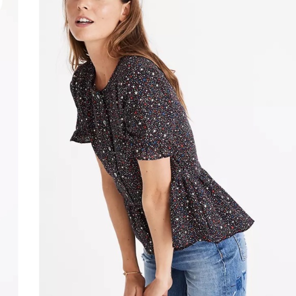 Madewell xs blouse , peplum style , button up. - Picture 4 of 6